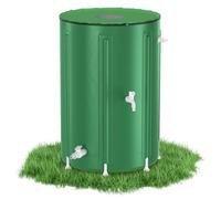 Tanque de lluvia plegable de 380 litros con grifo y válvula de drenaje, depósito de agua de PVC con rejilla protectora para hojas, resistente a los rayos UV, para ahorrar espacio, para jardín y