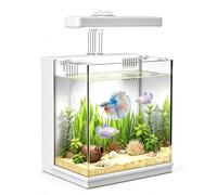 Tanque de peces Betta de 2 galones con filtro y LED, kit de acuario autolimpiable todo en uno, bomba silenciosa y multifiltración, tanque de peces de fácil cambio de agua para principiantes, regalos