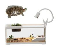 Tanque de Peces de 15 x 8 x 8 Pulgadas, Kit de hábitat para Tanque de Tortuga de plástico Transparente con Plataformas de Escalada y luz para Tortugas y Animales acuáticos, acuarios de Tortugas
