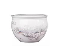 Tanque de peces de cerámica para pecera, tanque de lirio de agua blanco, tanque de tortuga, tanque de tortuga, decoración de entrada, adornos de cristal (M)