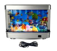 Tanque de peces falso, lámpara de acuario, brillo LED silencioso, luz decorativa, visualización nocturna sensorial, ideal para niños, adultos, dormitorio, regalo de cumpleaños, decoración del