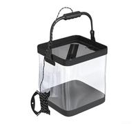 Tanque de peces plegable portátil con material transparente de alta presión PE y sistema de aireación silencioso para mantener la captura viva durante la pesca al aire libre negro 21x21x20cm (F)