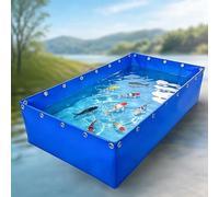 Tanque de peces plegable portátil para peces Koi y peces - Piscina de lona azul de 5 x 1 x 0,8 m con válvula de drenaje, perfecta para tic Bing y uso al aire libre