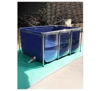 Tanque de peces sobre el suelo con marco de acero inoxidable y válvula de drenaje, panel de visualización transparente para acuario temporal o estanque