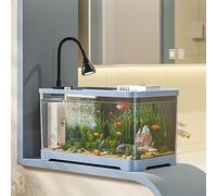 Tanque De Peces, Tanque De Acuario con Luz De Abrazadera, Tanque Cuadrado De Escritorio para Agua Dulce Y Marina(Large)