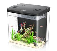 Tanque de peces, tanque de peces Betta de 1.2 galones, tanque de peces inteligente para acuario, sistema de filtro de autolimpieza con luz LED de 5 colores, bucle automático y bomba silenciosa