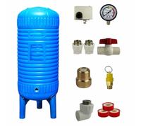 Tanque de Presión Vertical para Pozo de 16-132 Galones, Tanque de Presión de Agua de PE, con Kit de Montaje, para Bomba de Pozo/Agricultura/Ducha/Cocina(170x50cm(400L/107GAL))