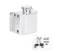 Tanque Expansión Refrigerante Tanque Aceite Aluminio Estilo Universal 1 L Con Tapón Drenaje Respiradero Tanque Combustible Depósito Compensación Refrigerante(Plata)