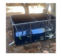 Tanque grande de acuario para koi y peces dorados, lona de PVC duradera con marco de acero, ventana de visualización transparente, fácil montaje, ideal para estanques al aire libre y jardines