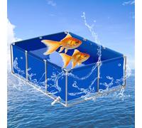 Tanque grande para peces al aire libre, estanque de lona sobre el suelo con marco de acero para Koi Bing, fácil de instalar, piscina de acuario (azul, 3 m x 1 m x 0,9 m)