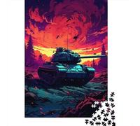 Tanque Militar Bosque Puzzle de 1000 Piezas para Adultos Papel Paisaje Nocturno Relajante Enfoque Interactivo hogar decoración Regalo 70x50cm/1000pcs