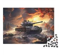 Tanque Militar Puzzle de 1000 Piezas Papel para Adultos Escenario de Guerra Relajación Decoración Hogar Regalo Familiar Entretenimiento 52x38cm/1000pcs
