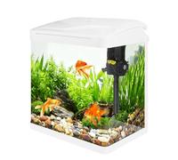 Tanque pequeño de cristal para acuario de 16 litros con filtro y luz, kit de pecera de vidrio todo en uno con bomba para peces dorados, betta, camarones, blanco