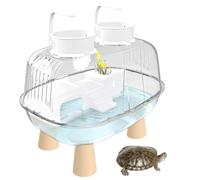 Tanque pequeño para tortugas con pequeña transparente ligera | Acuario de escritorio para tortuga, serpiente, leopardo, geco, cangrejo ermitaño, interior, exterior, hogar, sala de estar