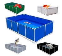 Tanque portátil para peces con marco de acero y válvula de drenaje, piscina de PVC duradera para acuicultura koi al aire libre y almacenamiento temporal de peces