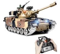Tanque RC 1:18, M60 de Metal con Humo Realista, Sonido, Luces y Disparo de BBS y Bombas de Agua Tanque Teledirigido Militar para Adultos Niños, Tanque de Guerra a Control Remoto con Pistas Metálicas