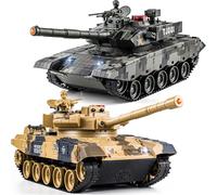 Tanque RC, Control Remoto Modelo 1/24 Tanque Ruso T90 y China 99 con 2.4 GHz con Luz y Humo, Efectos de Sonido y Retroalimentación de Vibración, para Niños a partir de 6 Años, Regalo para Niños