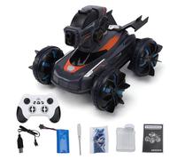 Tanque RC, Vehículo Anfibio de Control Remoto a Escala 1/12 con Rociador de Agua, Lanzamiento y Transmisión de Cuentas, Luces, Música, Demostración Automática, para Jugar Al Aire (Gray)