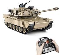 Tanque teledirigido 1:18, 2.4 GHz M1A2 Abrams, Modelo de Tanque telecontrolado, 15 Canales con Humo, luz y Sonido, vehculo Militar RC para Adultos y Nios