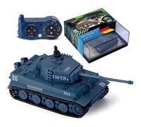 Tanque teledirigido Mini RC German Tiger I - Modellbau R/C Battletank con función de disparo, sonido y luz - escala 1:72 (1 x Mini RC Tanque)