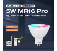 TANSHOP Zigbee - Bombilla LED MR16 GU5.3 de 4 W ZigBee inalámbrica Smart Bulb RGB CCT regulable Color Floodlight Bean Angle25°