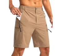 Tansozer Pantalones cortos de senderismo para hombre con bolsillo con cremallera al aire libre verano cargo pantalones, caqui, 3XL