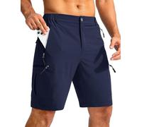 Tansozer Pantalones cortos de senderismo para hombre con bolsillo con cremallera al aire libre verano cargo pantalones, azul, XXL corto