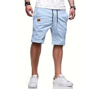 Tansozer Pantalones Cortos Hombre Verano Bermudas Pantalón Corto Casual Chino Shorts Hombre Ligero Transpirable Pantalones Cortos Algodón Cargo Hombre Leisure Shorts con Bolsillo Azul Cielo S