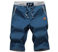 Tansozer Pantalones cortos para hombre de algodón de verano con bolsillos para hombre, Azul pavo real., M