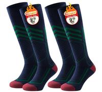 TANSTC 2 Pares Calcetines de Esquí Lana Merina para Hombre Mujer Calcetines Térmicos Invierno Altos de Compresión Calcetines Deportes al Aire Libre y Trabajo, 39-42 Verde Cumpleaños