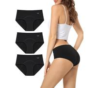 TANSTC Bragas Menstruales Mujer Algodon 60ML, Protección Hygiénia Absorbente y Lavable, Ropa Interior Mujer Ecológica y Reutilizable para la Menstruación, Negro, Pack de 3, S