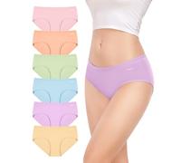 TANSTC Bragas Mujer Algodón - Pack de 6 Hipsters Transpirables, Talla Baja, Ideales para Actividad Física,L