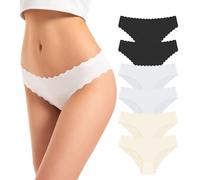 TANSTC Bragas Sin Costuras Mujer Elástico Cintura, Braguitas Ropa Interior Cómoda y Sexy, Media Ropa Interior Cómodas y Suaves 6 Pcs, XL