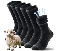 TANSTC Calcetines de Lana Merina para Hombre Mujer Jóvenes Calcetines Altos de Compresión Calcetines Térmicos Transpirables Acolchados Esquiar Snowboard Deportes al Aire Libre,3 Pares Negro 43-46