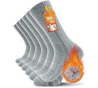 TANSTC Calcetines Térmicos de Senderismo para Hombre, Acolchados de Lana Merina, Transpirables para Correr, Ciclismo e Invierno, 3 Pares, Gris, Talla 39-42