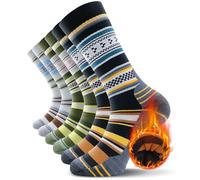 TANSTC Calcetines Térmicos de Senderismo para Hombre, Acolchados de Lana Merina, Transpirables para Correr, Ciclismo e Invierno, 3 Pares, Multicolor (Mix), Talla L