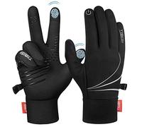 TANSTC Guantes Invierno Termicos Hombre Mujer, Impermeable Guantes Moto a Prueba de Viento, Guantes de Pantalla Táctil Antideslizantes, Guantes Deporte Calientes para Esquí Ciclismo Correr, Negro