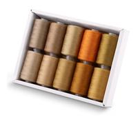 Tanstic 10 hilos de coser, 10 colores de poliéster, 1093 yardas (1000 m) por bobina, máquina de coser e hilo de coser a mano, tonos marrones