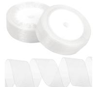 Tanstic 2 rollos de cinta de gasa transparente de 1 pulgada, cinta tejida de seda naranja perla, cintas de tela de gasa ideales para envolver regalos, decoración de fiestas, ramos de manualidades