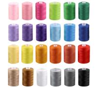 Tanstic Hilo de coser de poliéster de 24 colores, 24 unidades, 1093 yardas (1000 m) por bobina, hilo de coser para máquina de coser y coser a mano