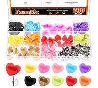 Tanstic - Juego de 100 unidades, 10 colores, con cierre de alfileres de goma, 10 mm, con forma de corazón, multicolor de silicona, tachuelas de embrague, soporte para alfileres en blanco para broche