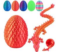 Tantanbear Dragón Impreso en 3D, 30cm Dragón Articulado Impreso 3D, Juguete Antiestrés Huevo para Automóviles, Oficinas y Decoración del Hogar, Juguete de Escritorio, Láser Rojo
