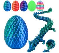Tantanbear Dragón Impreso en 3D, 30cm Dragón Articulado Impreso 3D, Juguete Antiestrés Huevo para Automóviles, Oficinas y Decoración del Hogar, Juguete de Escritorio, Láser Verde