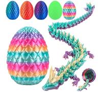 Tantanbear Dragón Impreso en 3D, 30cm Dragón Articulado Impreso 3D, Juguete Antiestrés Huevo para Automóviles, Oficinas y Decoración del Hogar, Juguete de Escritorio, Arcoíris
