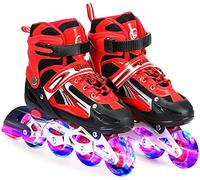 Tante Tina Patines en línea con Luces Que se encienden en Las Ruedas para niños y Adolescentes - Rojo - Talla L (38-41)