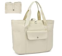 TANTOMI Bolso de mano para mujer - Una espaciosa bolsa de playa ideal para el trabajo, la escuela y el gimnasio, beige