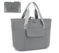 TANTOMI Bolso de mano para mujer, una espaciosa bolsa de playa para mujer, ideal para el trabajo, la escuela y el gimnasio, gris