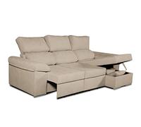 Tanuk Sofá Cama Chaiselongue Mink DARG Derecha 3 Plazas. 235x148 CM. Tejido con Sistema ACUALINE. Asientos Extensibles y Arcón (Envío y Subida a Domicilio Incluidos)
