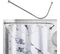 Tanxih Barra de cortina de ducha de esquina ajustable de acero inoxidable en forma de L, sin taladro, instalación para baño, bañera, tienda de ropa (plata, 70-100 cm x 120-165 cm)