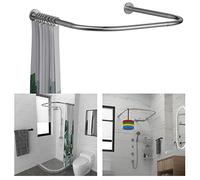 Tanxih Barra de cortina de ducha en U ajustable de acero inoxidable en forma de U, sin taladro, instalación para baño, bañera, tienda de ropa (en forma de U, longitud en ambos lados: 43-65 cm, ancho